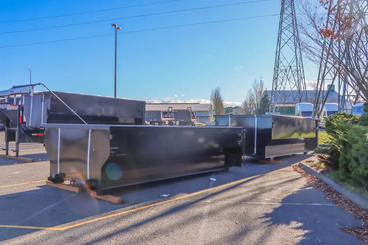 Roll-off dumpster ready for waste disposal at job site for 12 Yard Dumpster Rental in Haddam
